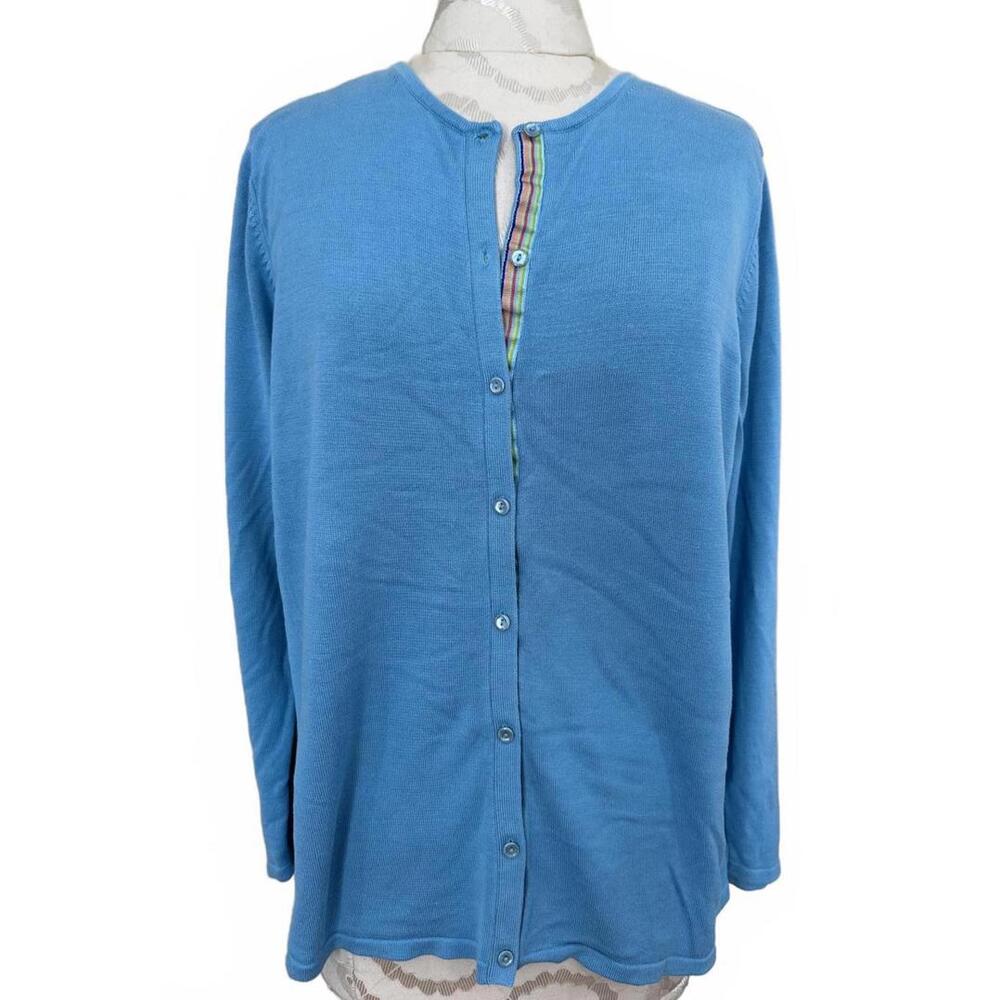 August Silk 70% SILK Light Blue Button-up Long Sleeve Cardigan Sweater-Size 1X